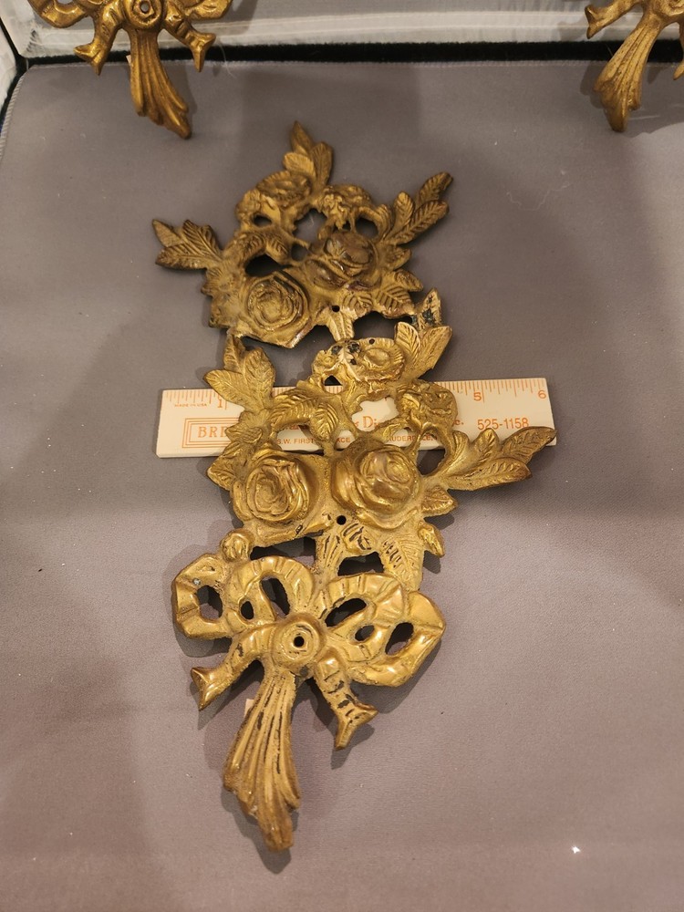 Solid Brass Rose Floral Wall Accents VINTAGE