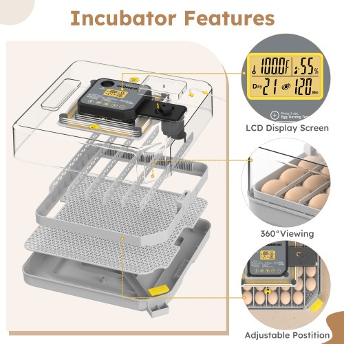 48 Egg Incubator for Hatching Chicken Automatic Egg Turning Humidity Control
