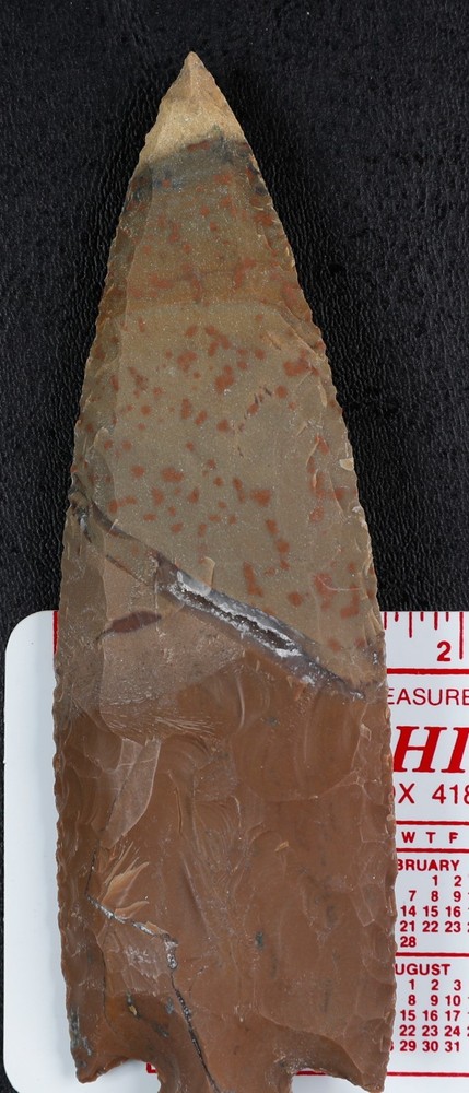 Large 5.8" Point Spearhead, Arrowhead Tool, Knife, Blade with Crystals Embedded