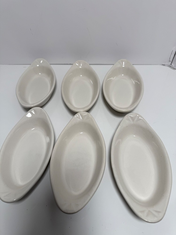 6 Augratin white heavy ceramic dishes