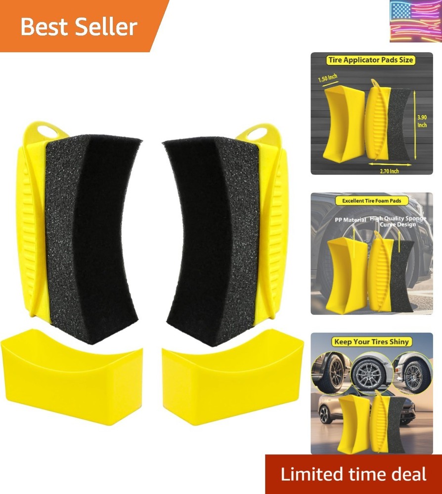2 Pack Tire Shine Applicator Pads, Reusable Tire Dressing Applicator Sponge, ...