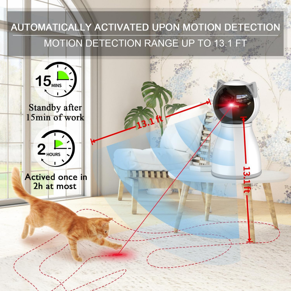 Automatic Cat Laser Toy Motion Activated USB Rechargeable 3 Modes Interactive Pe