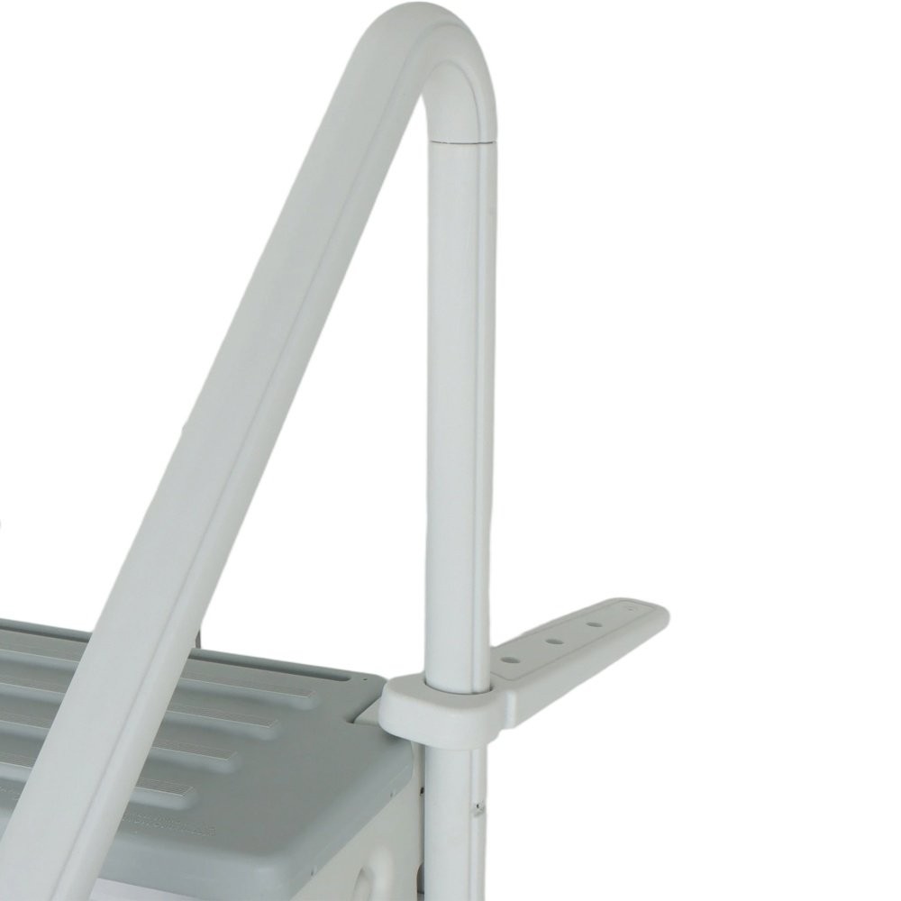 White Swimming Pool Ladder Heavy-Duty 4 Step Above Ground w/ Handrails Plastic