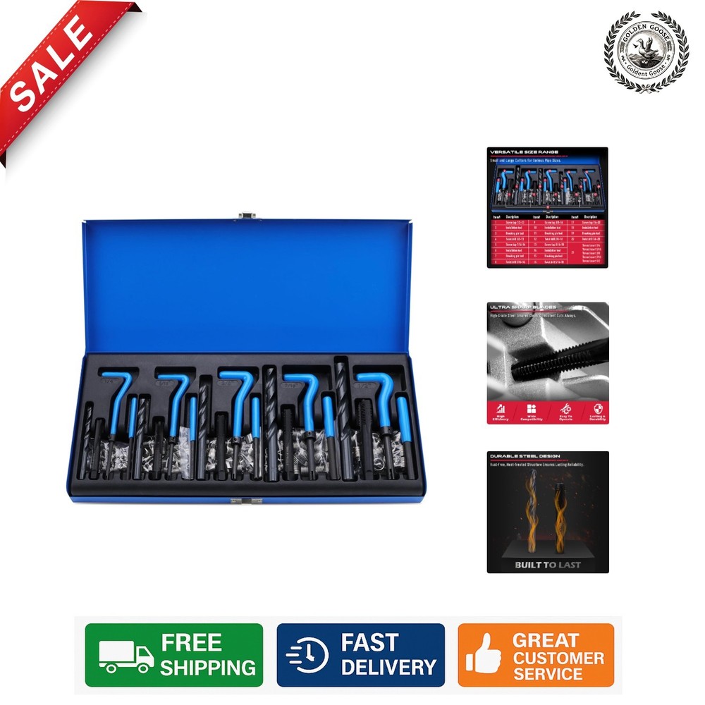 Versatile 131PC SAE Helicoil Kit with Drill Bits & Stainless Steel Inserts