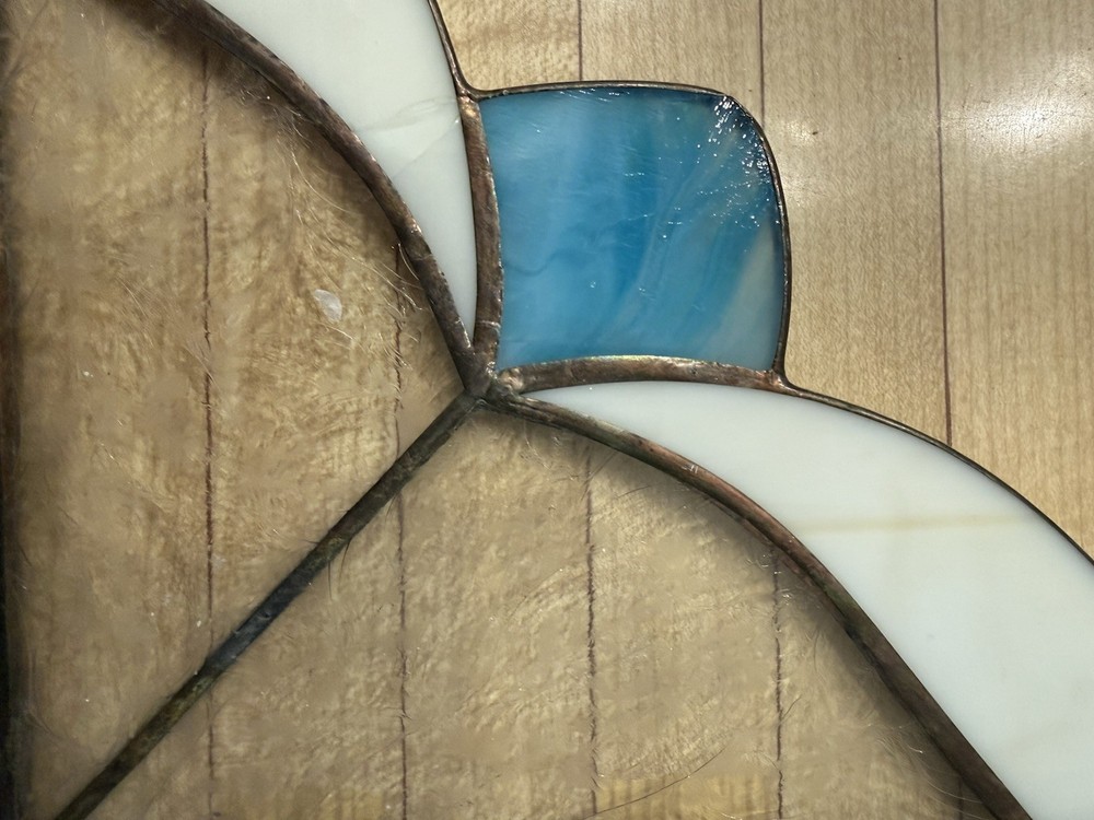 2 stain glass window corner panel