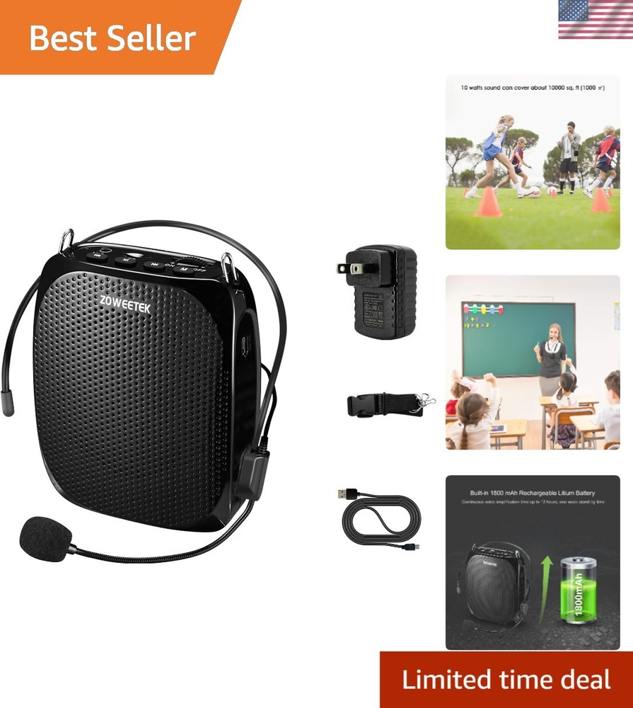 Compact Rechargeable Mini Voice Amplifier with Wired Mic - Perfect for Educators
