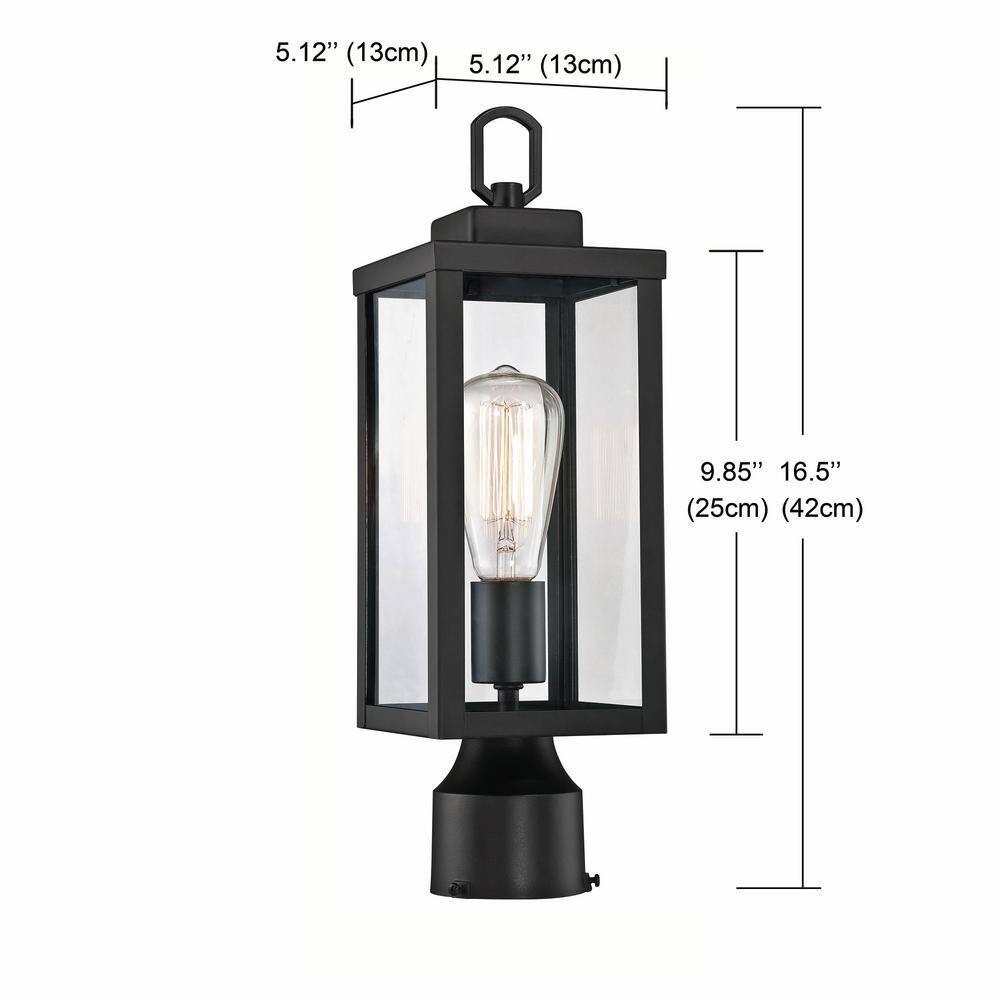 16.6in.2 Lights Black Outdoor Weather Resistant Post Light (2-Pack)