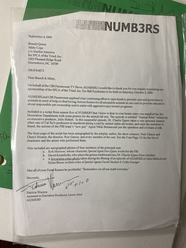 Numb3rs Original Cast Signed Script With Studio Letter AMAZING FIND