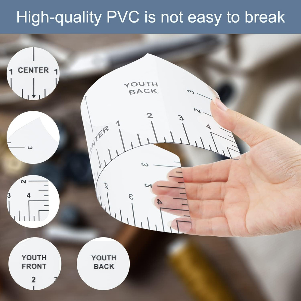 9Pcs Transparent V-Neck/Round PVC Ruler Set for Vinyl Alignment, 10In