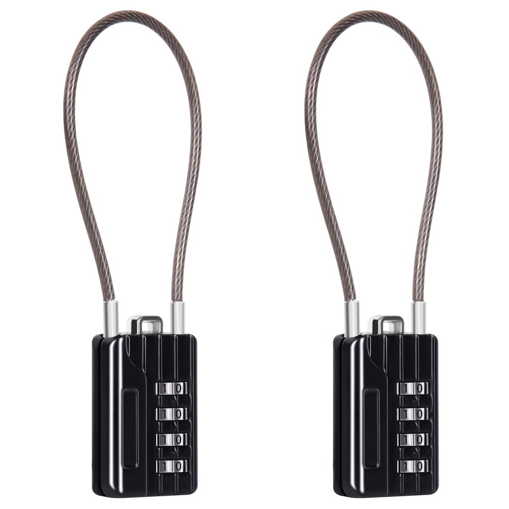 ® Compact Design Twins Resettable 4-Digit Combination Padlock, Extra Long Cab...