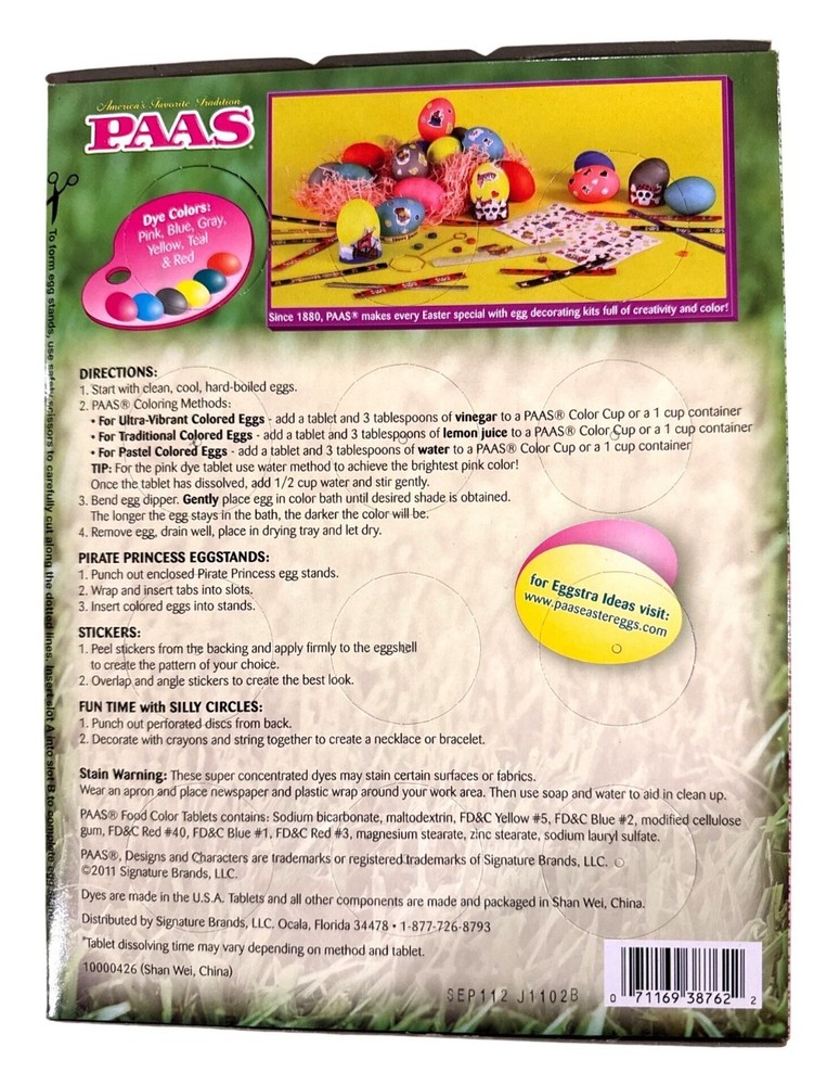 PAAS Pirate Princess Easter Egg Decorating Kit Stickers + Silly Circles+ Dipper+