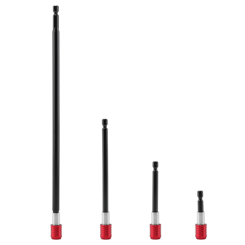 4-Piece Drill Bit Extension Set 2-12" Quick Release Double Lock Holder