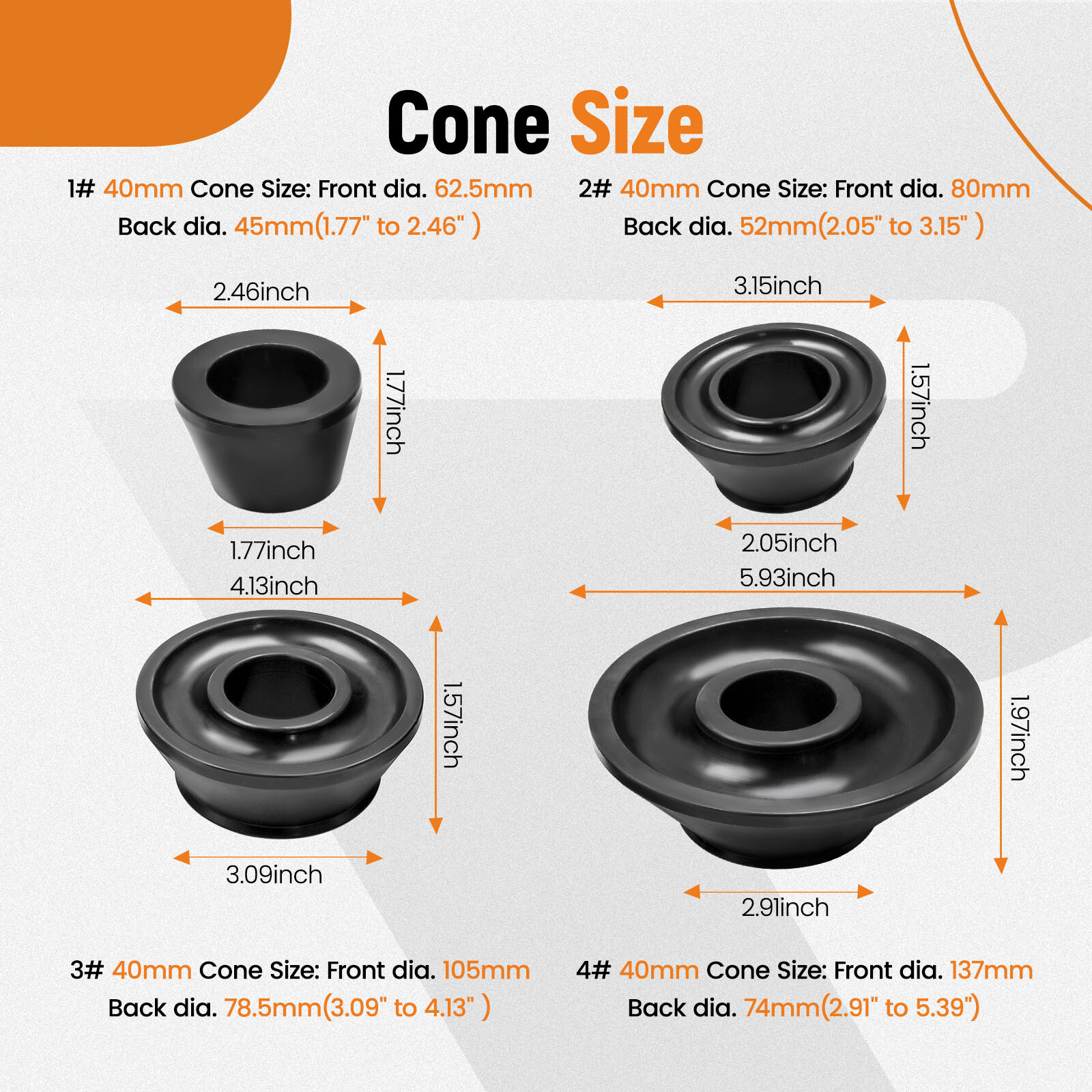 4Pcs Wheel Balancer Standard Taper Cone Kit Set for 40mm Shaft Coats