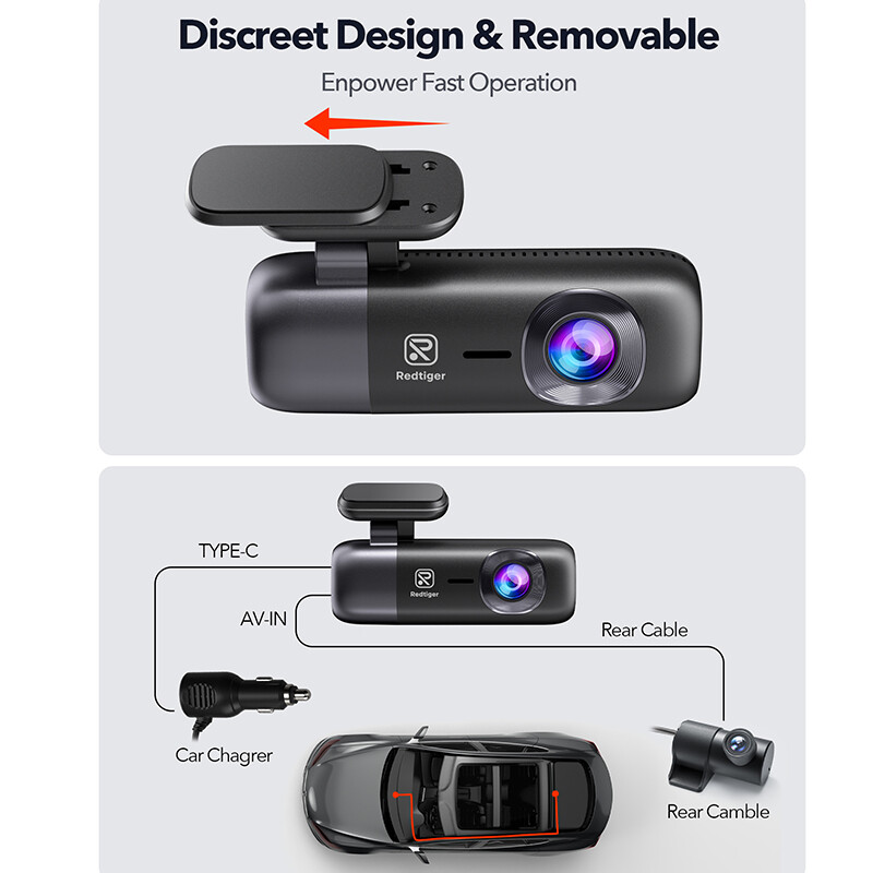 REDTIGER Dash Cam 4K Front and Rear Dash Camera WiFi GPS with Free 32GB SD Card