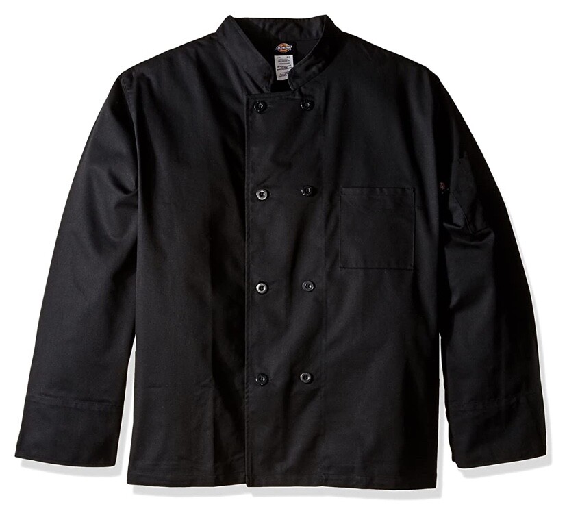 Dickies Black Sz M Classic Button Culinary Chef Coat Jacket Professional