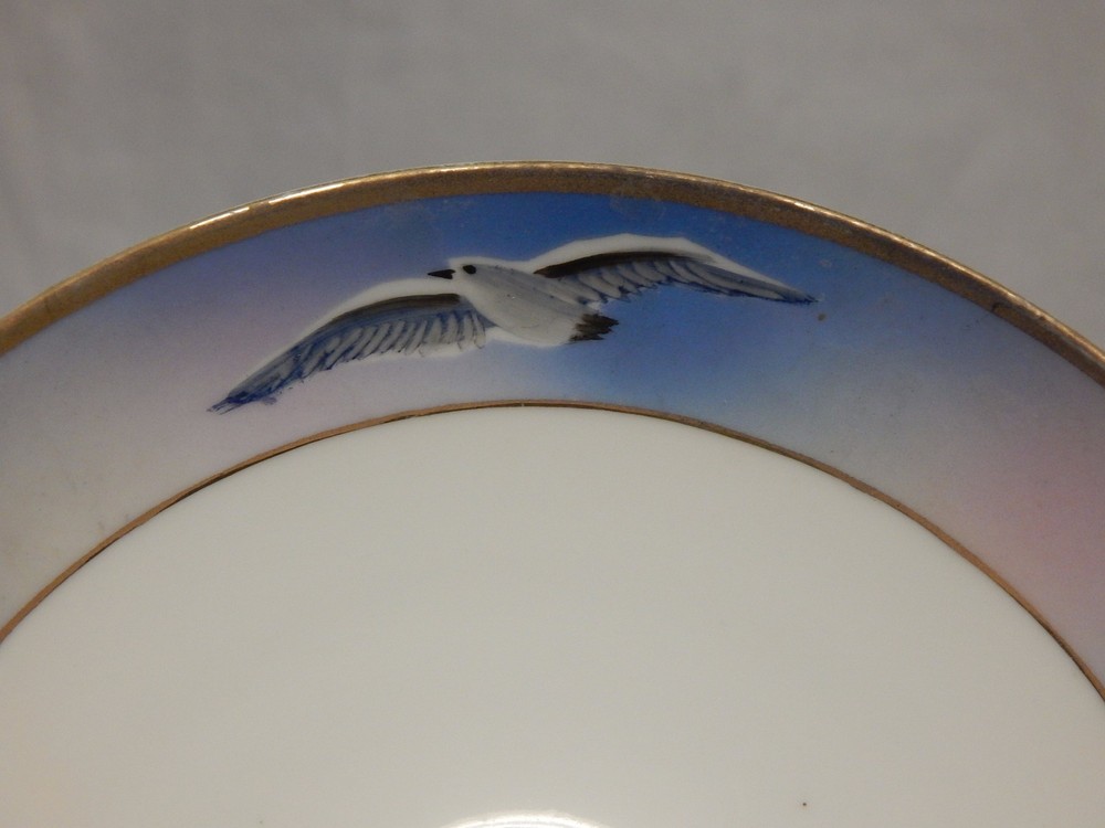 Nippon Porcelain Handled Small Tray Seagulls Pattern