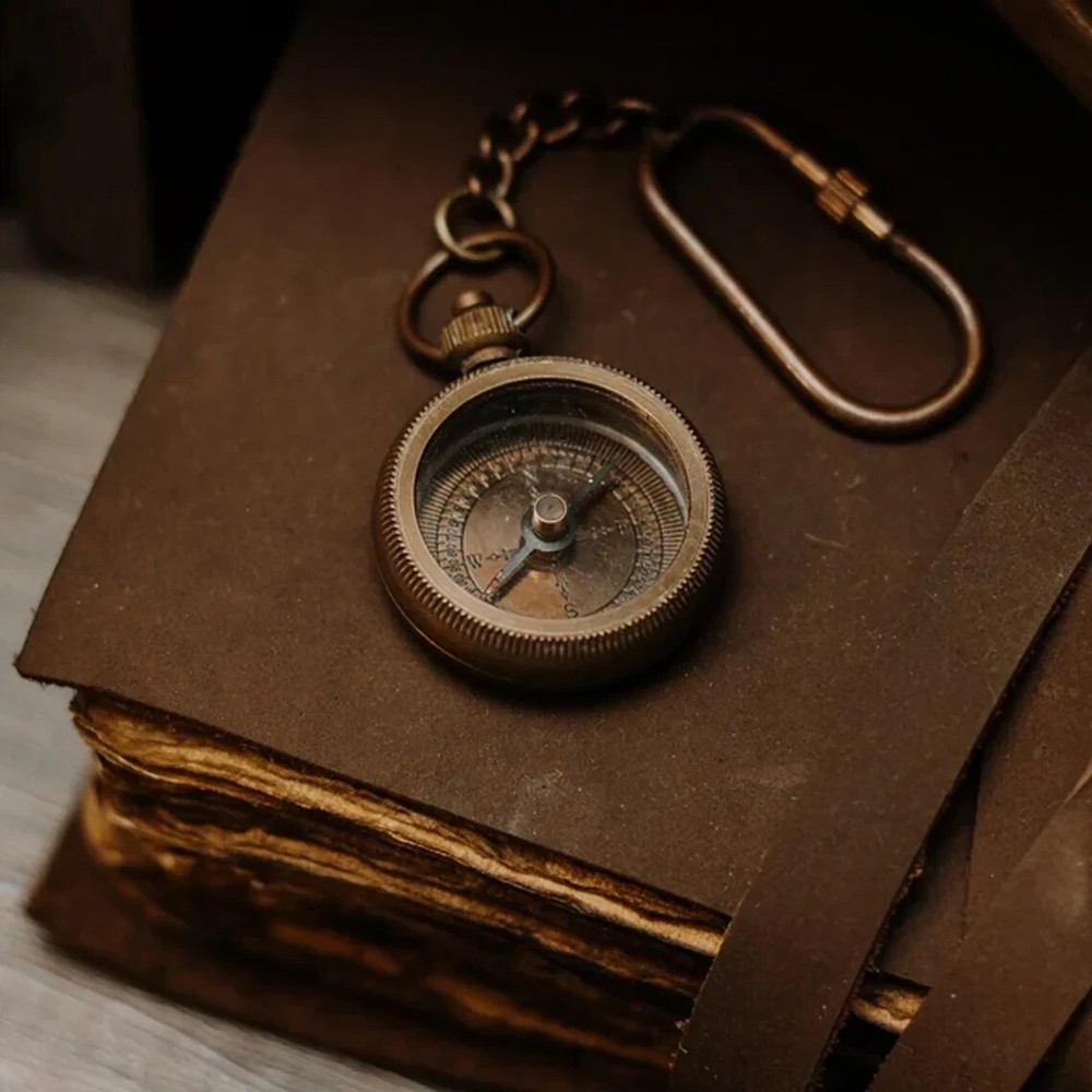 Compass Keychain - Personalized Compass - Engraved Compass - Brass Compass