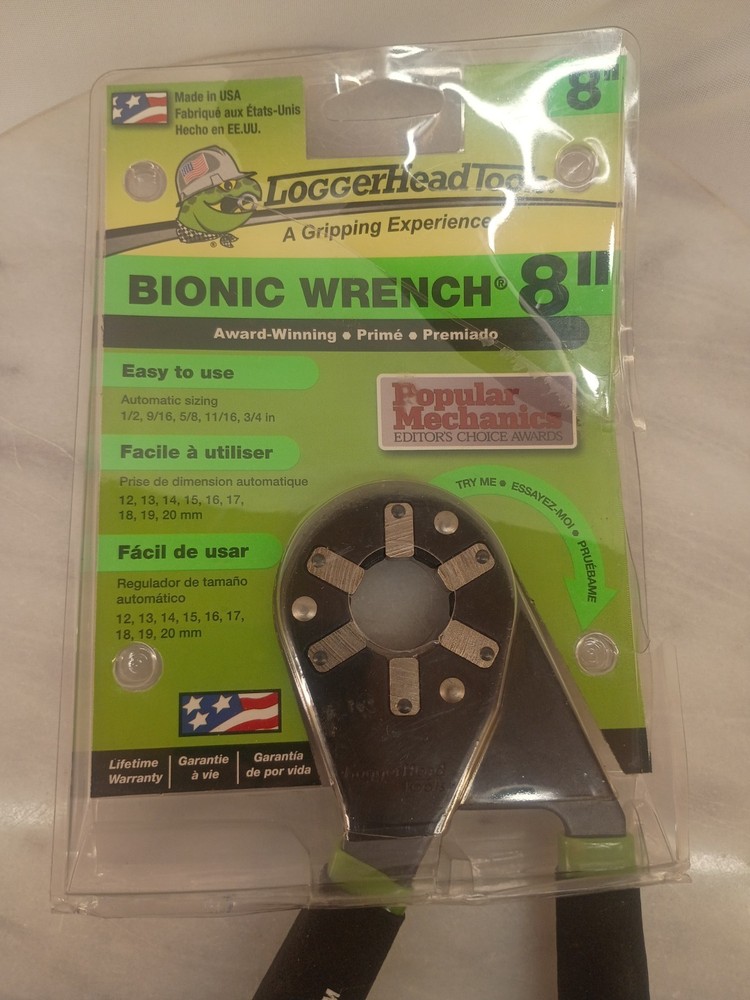 NEW Loggerhead Tools 8 inch Bionic Adjustable Wrench - Black