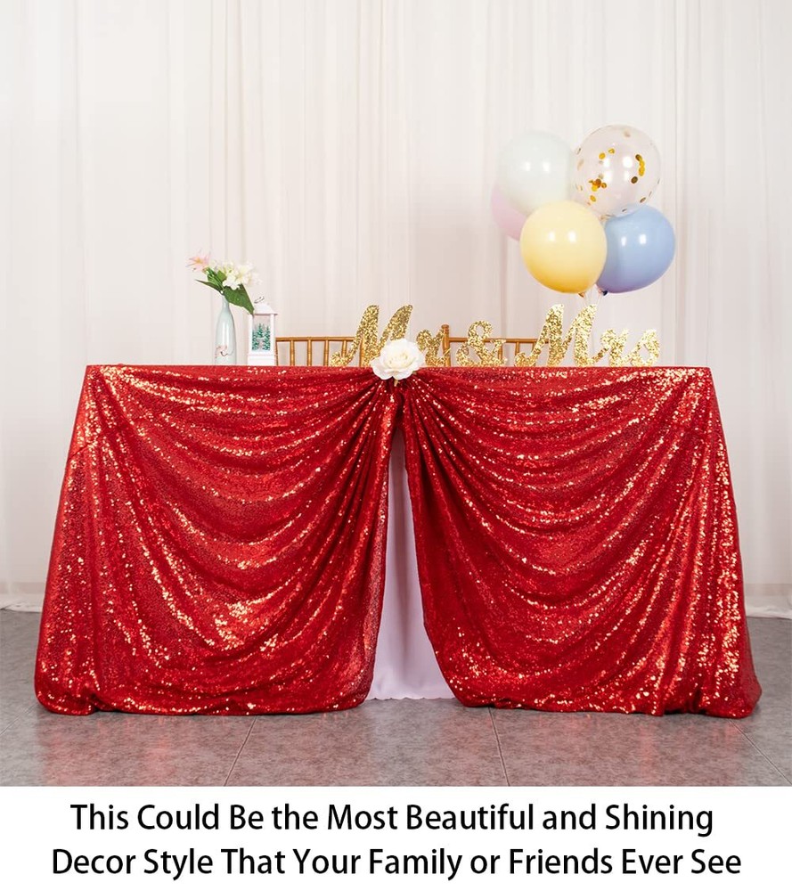 Sequin Tablecloth Square 72''x72'' Red Table Overlay Glitter Tablecloth For Part