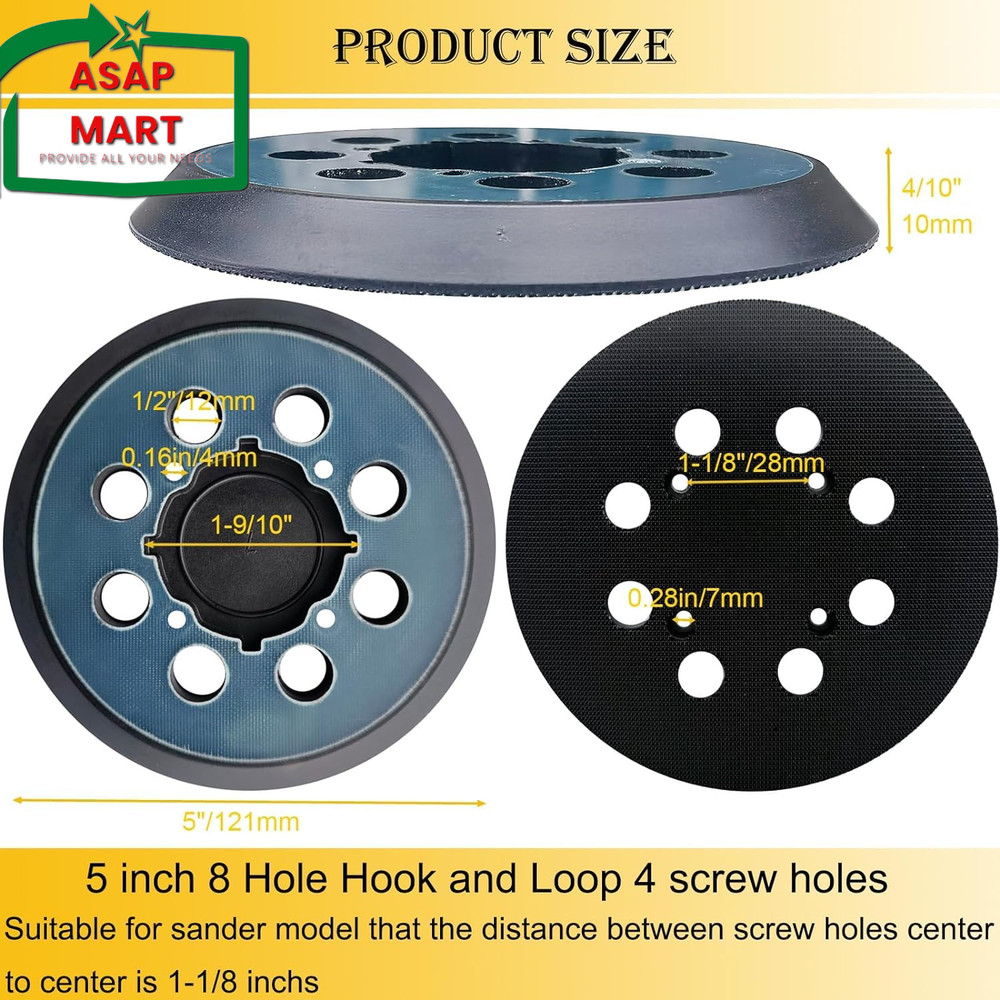 5" 8 Hole Hook and Loop Replacement Sander Pad for Dewalt Random Orbital Sander,