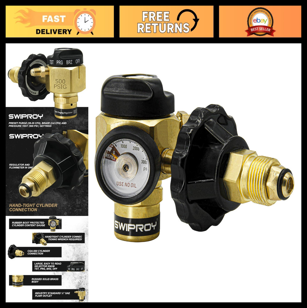 Nitrogen Purging Regulator - Adjustable Pressure Control for Welding & Industria