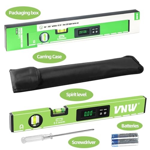 16inch Digital Level with LCD Display - Bubble Light Up Function - Multi Green
