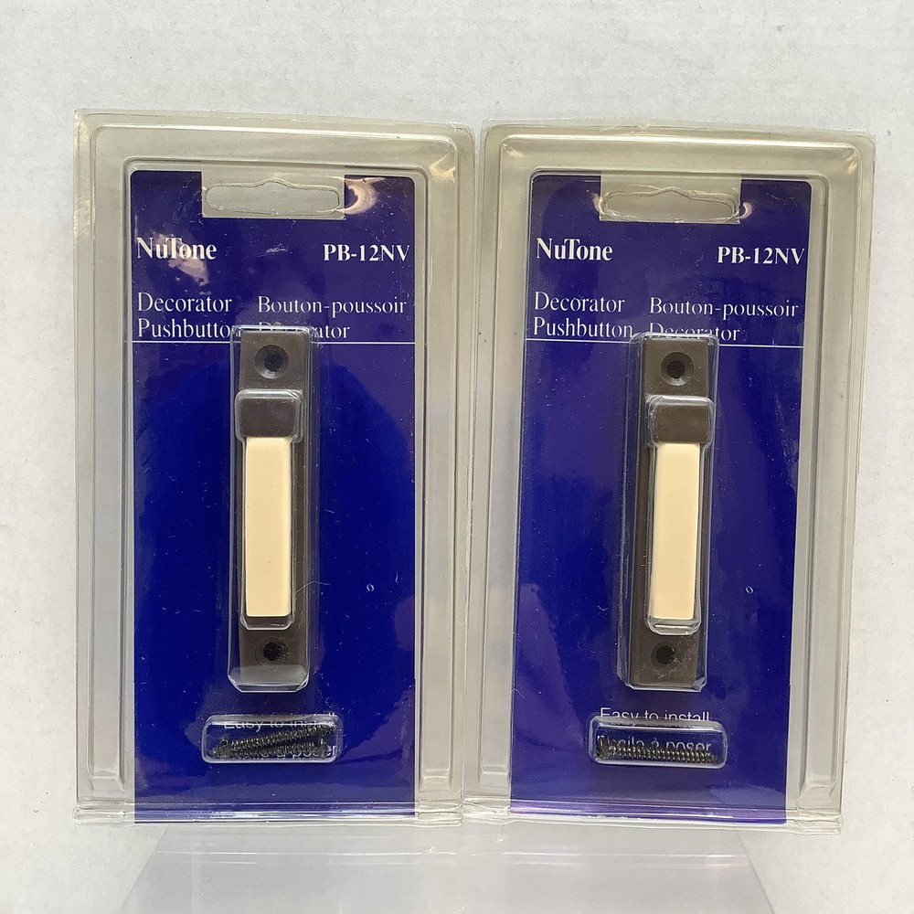 2-Pack NuTone PB-12NV Plastic Rectangular Door Bell Decorator Push Button 16 V