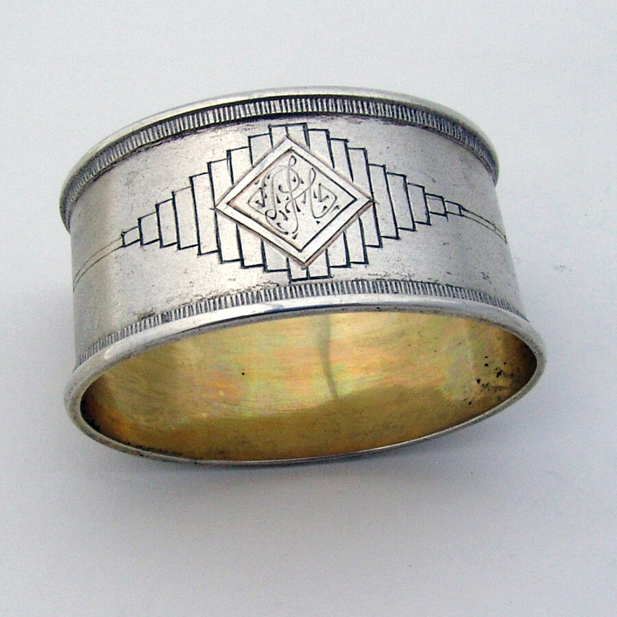 Oval Napkin Ring Russian 84 Standard Silver Mono PH
