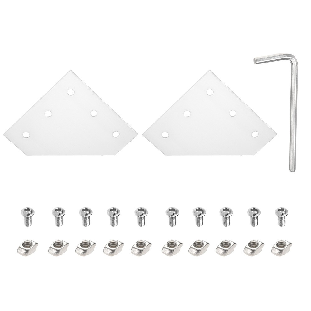 2 sets for L-shaped angle connectors, 3030 aluminum construction, silver