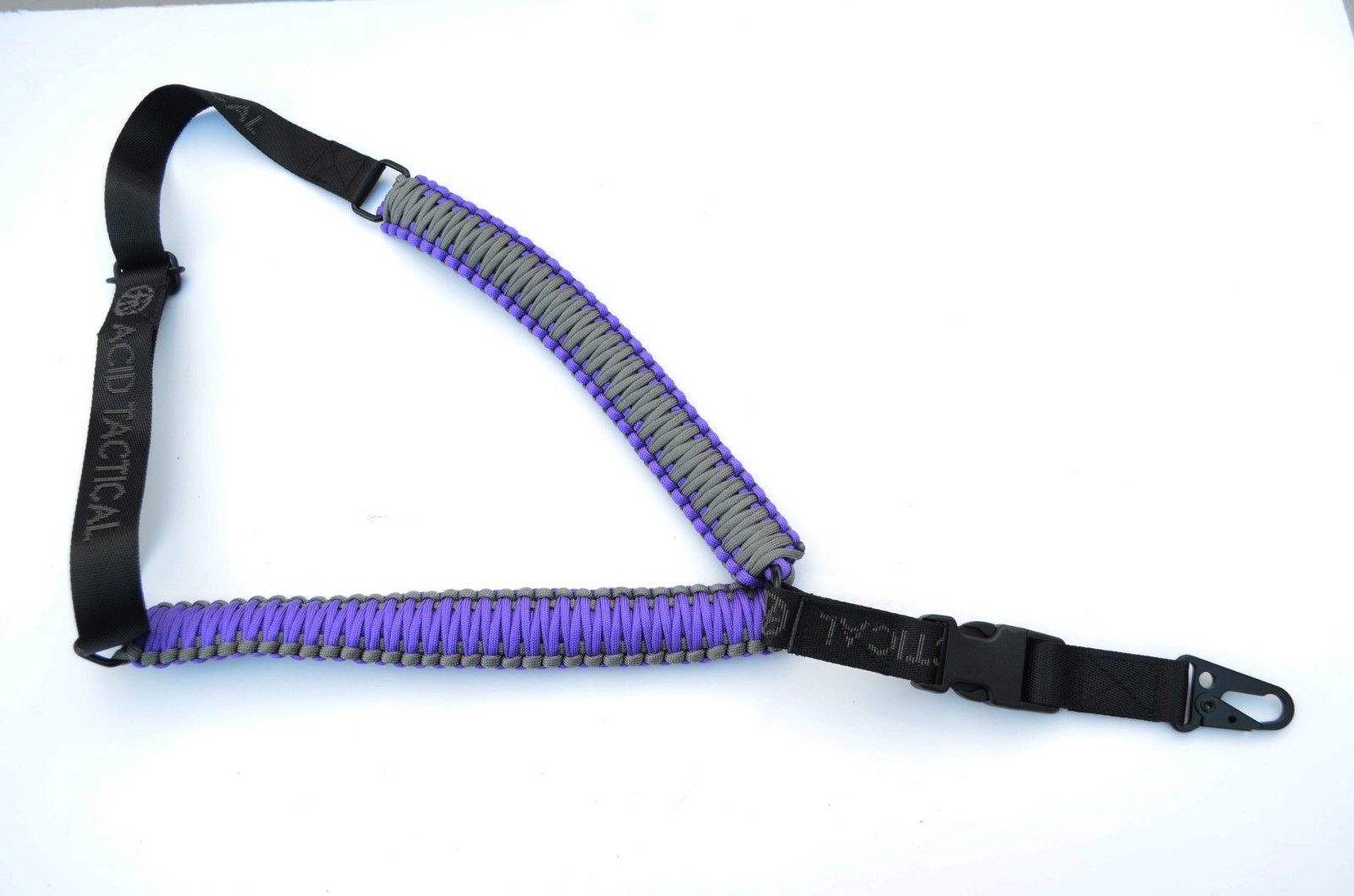 Tactical 550 Paracord Rifle Gun Sling Single Point Quick Detach PURPLE GRAY