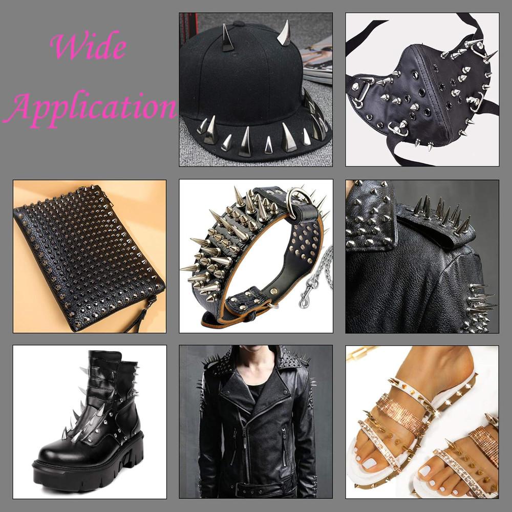 70 Sets Mixed Shape Spikes and Studs Assorted Sizes Spike Studs for Clothing Gol