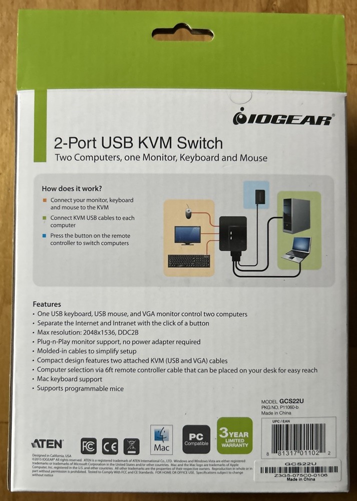 IOGEAR GCS22U - KVM Switch - 2 ports