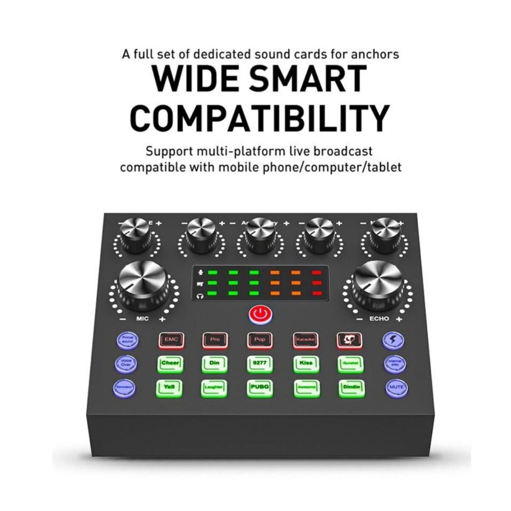 Multi-function V8S Sound Card W/Rich Sound Effect Live Broadcast Audio Equipment