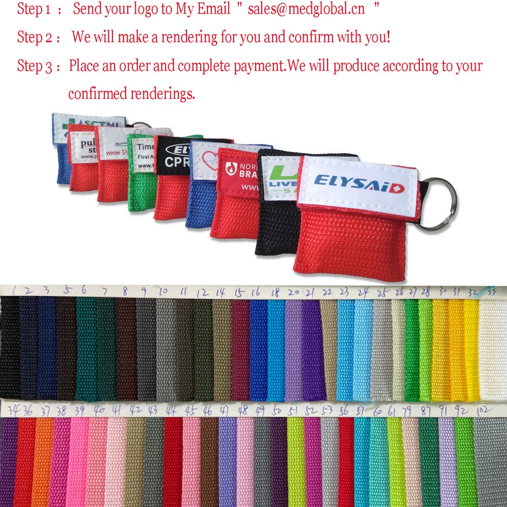 1000 pcs cpr Priting LOGO Key Chain CPR Face Shield First Aid Kit