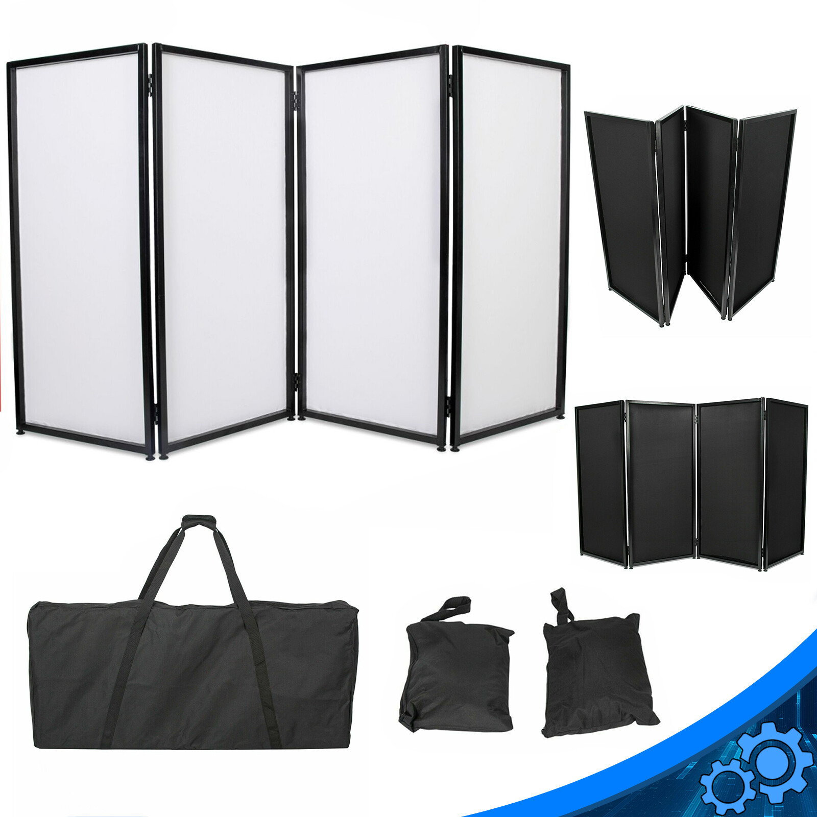 Portable DJ Event Facade Black/White Scrim Frame Booth w/ Travel Bag Case