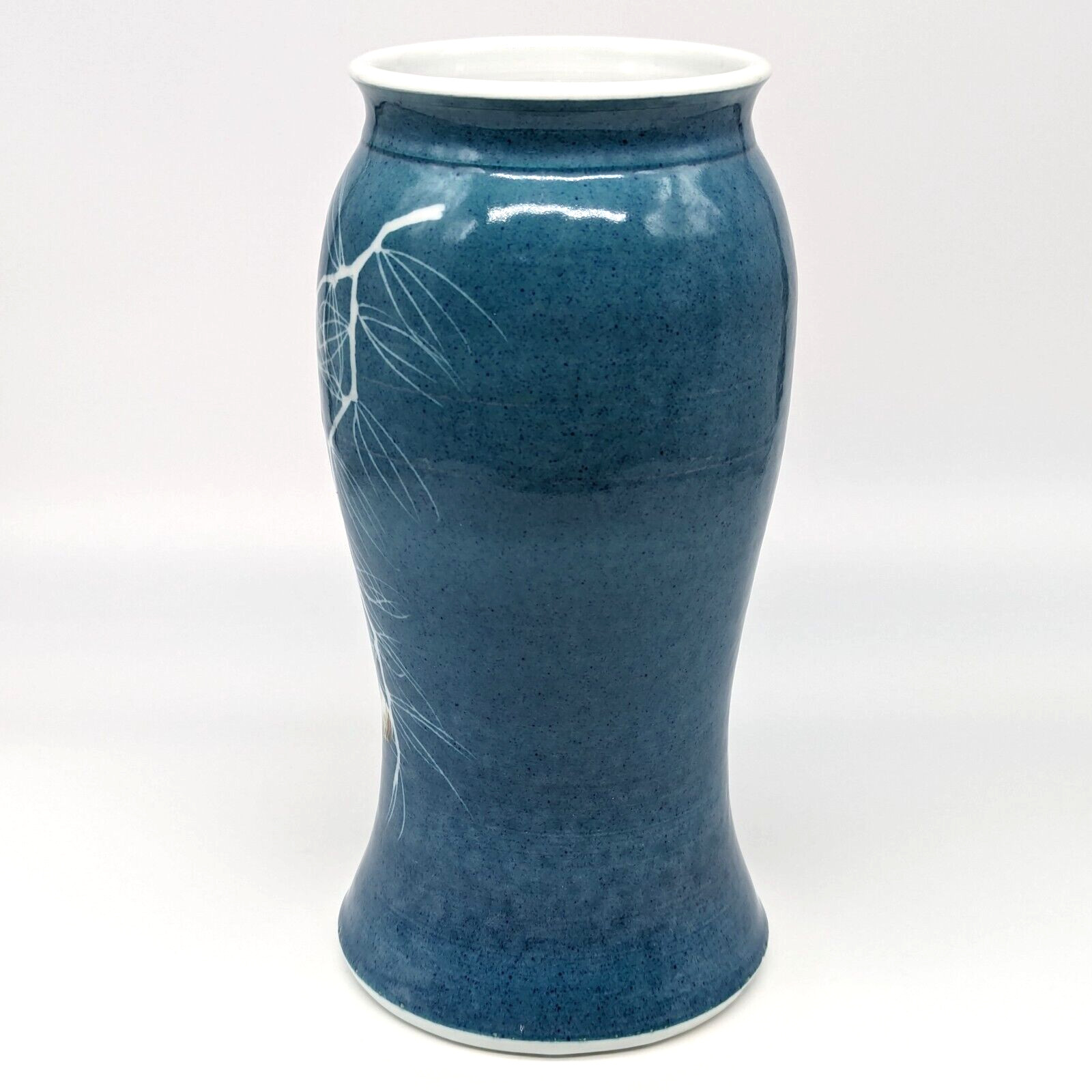 Chickadee Vase Pottery Bird Blue Pine Branches Georgetown Maine