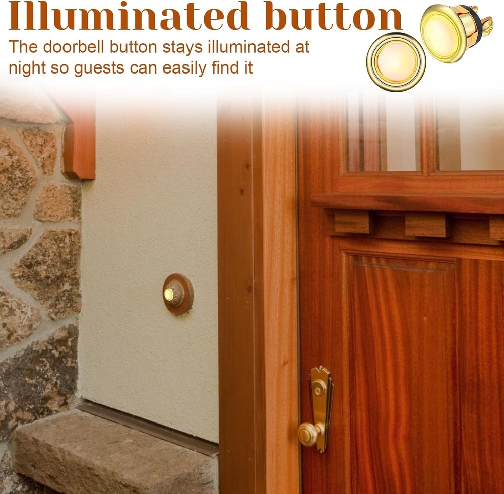 Elegant Lighted Doorbell Button Replacement - 2 Pack Weather-Resistant Kit