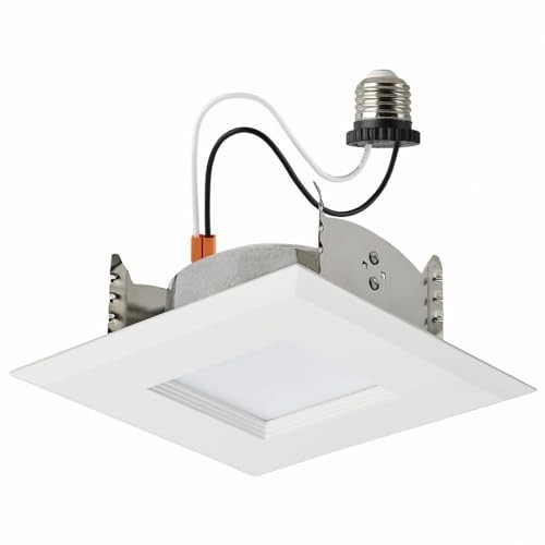 LED Retrofit Downlight with Stepped Baffle, CCT Selectable 4 Inch Square White