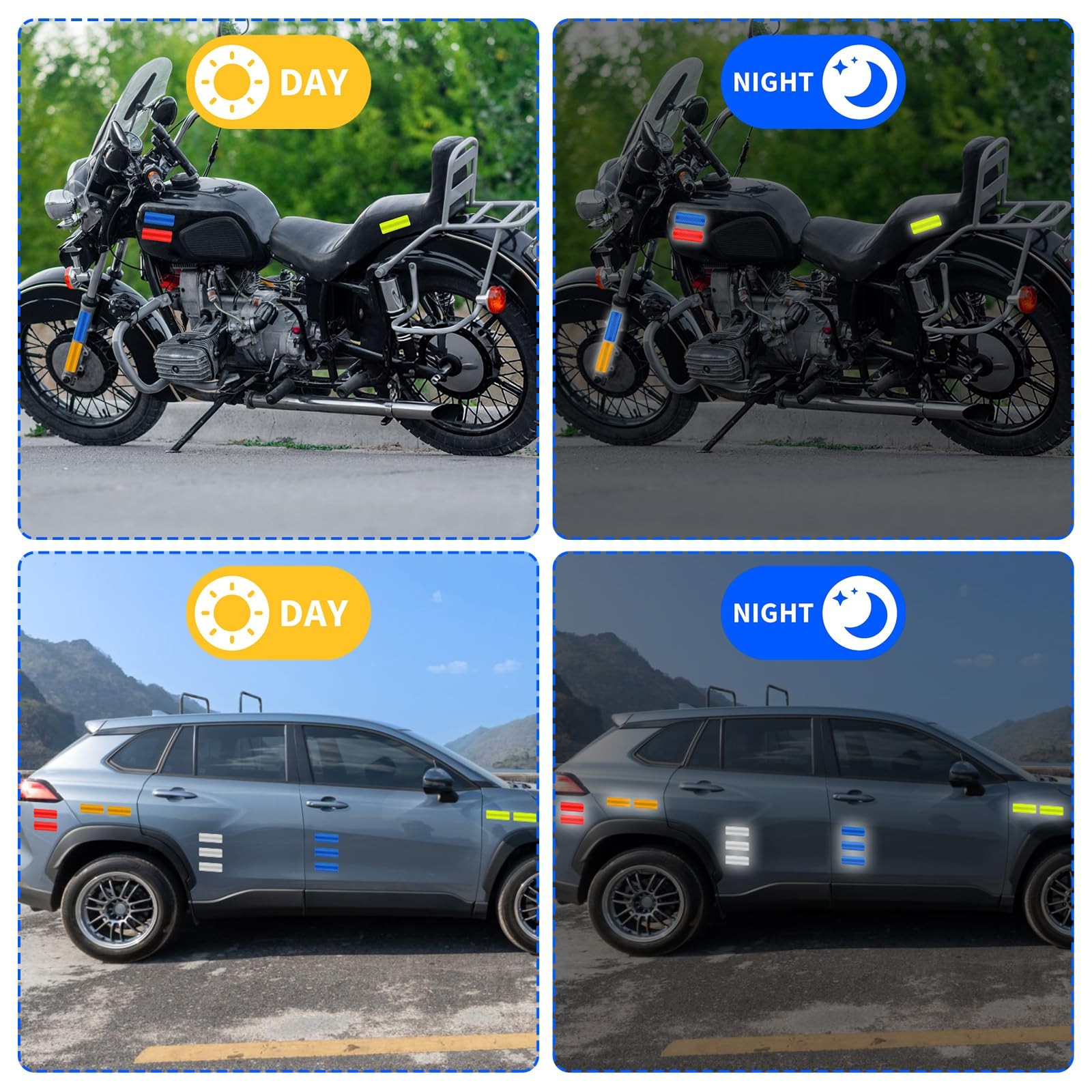 50PCS Reflective Tape High Visibility Waterproof Warning Stickers 5 Colors