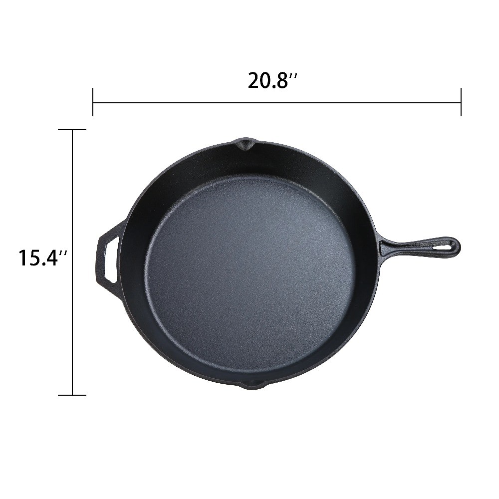 Pre-Seasoned 15" Cast Iron Skillet with Handle and Lips