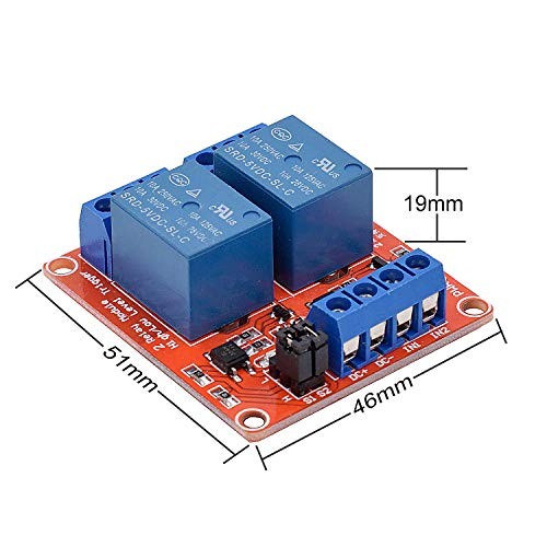 [2-Pack] DC 5V Relay Module 2-Channel Relay Switch with Optocoupler 2CH-5V-2
