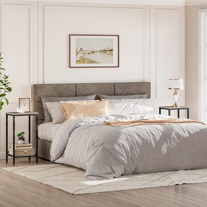 Tall Side Table Adjustable Height Rustic Industrial Nightstand Entryway Storage