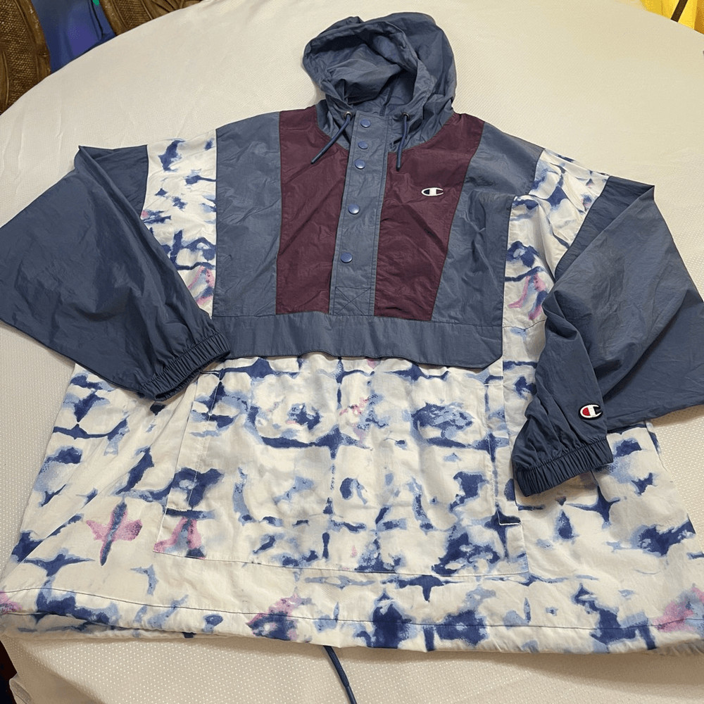 Champion Tie Dye Windbreaker Pullover Size Large