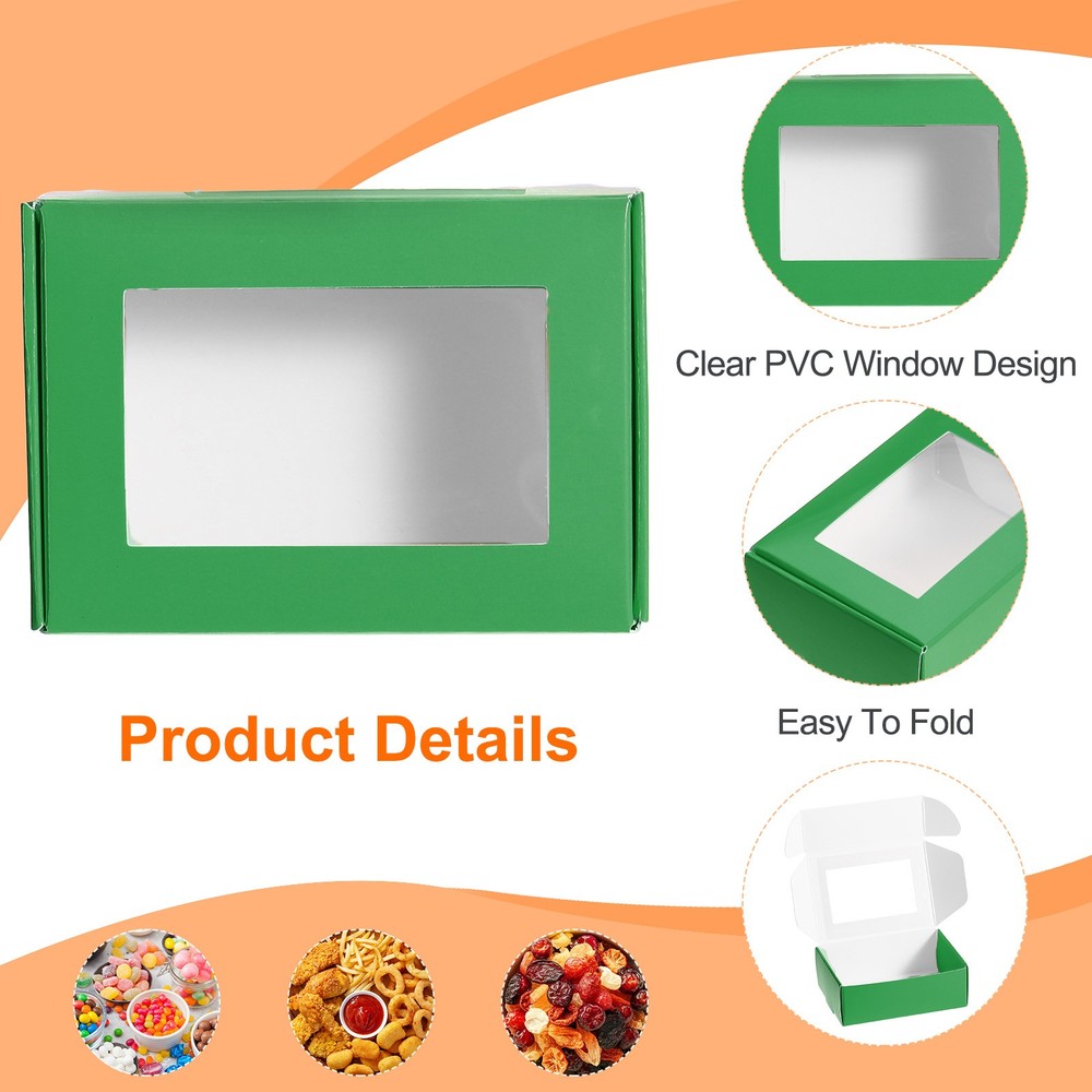32Pcs Soap Packaging Boxes 2.4x3.3x1.2 Inch with Window Rectangle Green