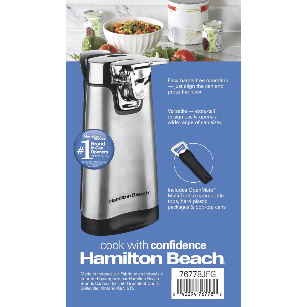 Hamilton Beach SureCut Automatic Electric Can Opener with Multi Tool, Stainless