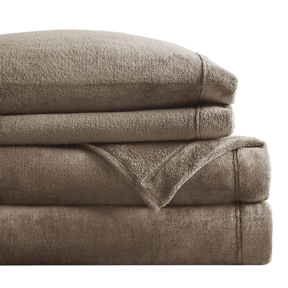 Plush Sheet Set King, Solid Color, Warm & Soft Bedding King Size Sheets, Fitt...