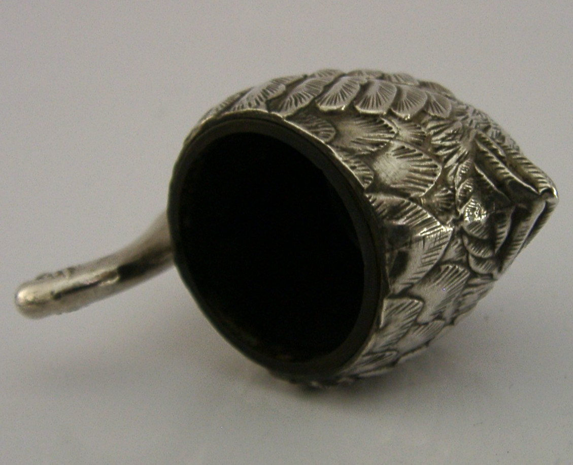 UNUSUAL JAPANESE 950 SOLID STERLING SILVER SWAN SALT CELLAR c1920 ANTIQUE