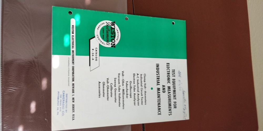 1955 Weston ~ Instruments Catalog R-36-A