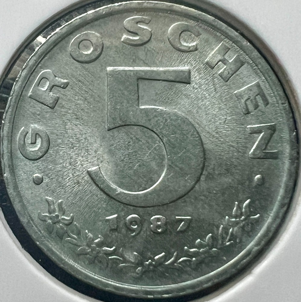 1987 AUSTRIA 5 GROSCHEN COIN