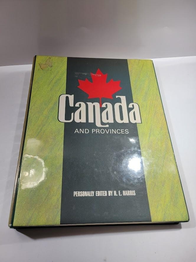 Vintage H.E. Harris Canada And Provinces Stamp Album Binder USA Green Philately